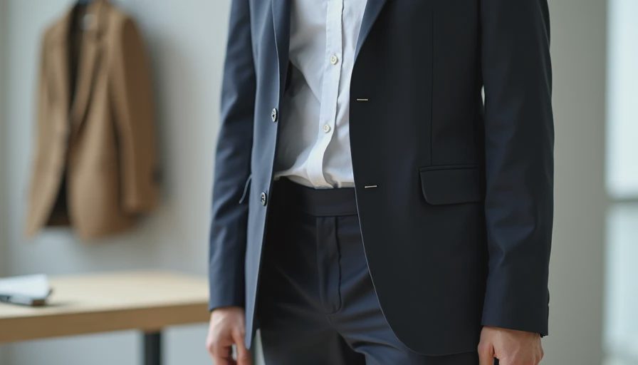 Professional plus-size conference outfit layering example with blazer