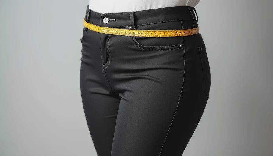 Close-up of successful plus-size work pants fit at waist and hips