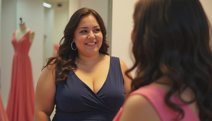 Visual context for plus size prom dresses